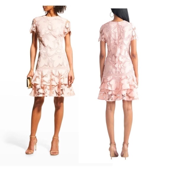 Shoshanna Lara Leaf Lace Cap Sleeve Mini Dress BNWT - Picture 2 of 6